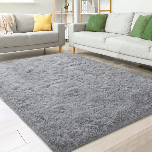8ft x 10ft Soft Fluffy Area Rugs for Living Room Bedroom Decor Carpet, Light Gray