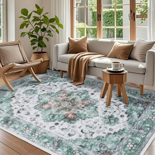 Non Slips Bohemia Area Rugs 8' x 10', Vintage Floor Carpet, Machine Washable, Foldable, Soft Touch