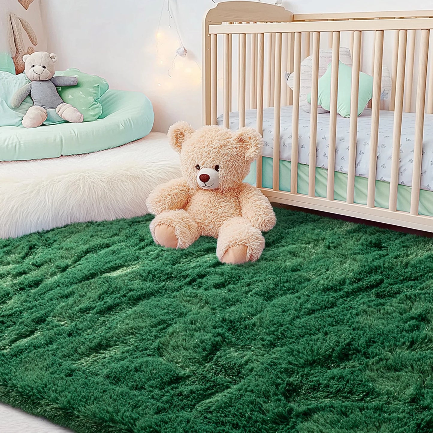 4'x6' Soft Rug Indoor Modern Fluffy Area Rugs for Living Room Bedroom Carpet Home Decor,Green